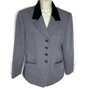 Office Siren VTG Le Suit Blazer Wool Blend Velvet Collar